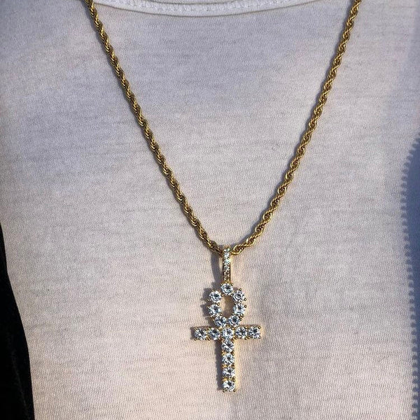 ICED ANKH PENDANT - GOLD