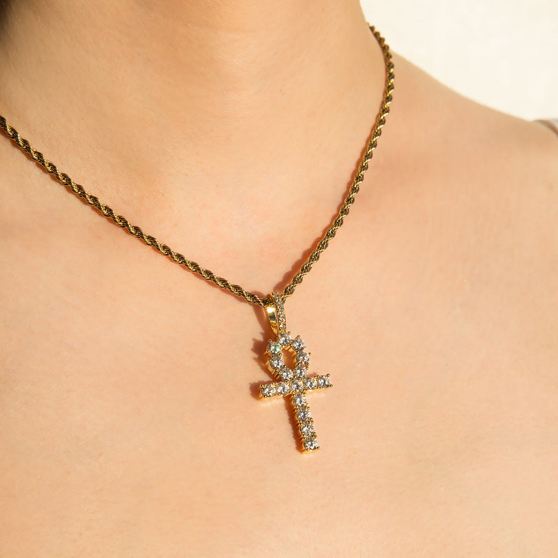 ICED ANKH PENDANT - GOLD