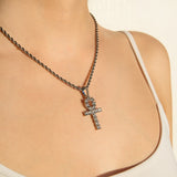 ICED ANKH PENDANT - WHITE GOLD