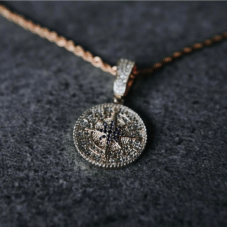 ICED COMPASS PENDANT - GOLD