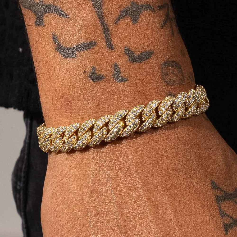 10MM ICED CUBAN LINK BRACELET - GOLD