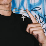 ICED ANKH PENDANT - WHITE GOLD