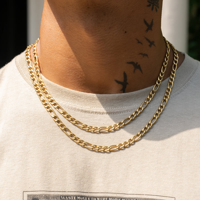 6MM FIGARO CHAIN - GOLD